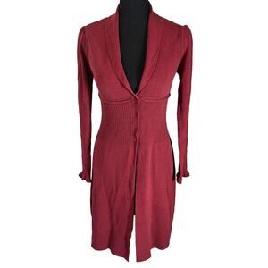 Vintage Max Edition Sz Small Cranberry Duster Cardigan W Buttons